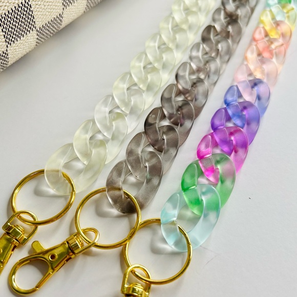 Acrylic Translucent Smokey Grey Chain Link Bag Strap Wristlet or Charm/Keychain - Picture 3 of 3